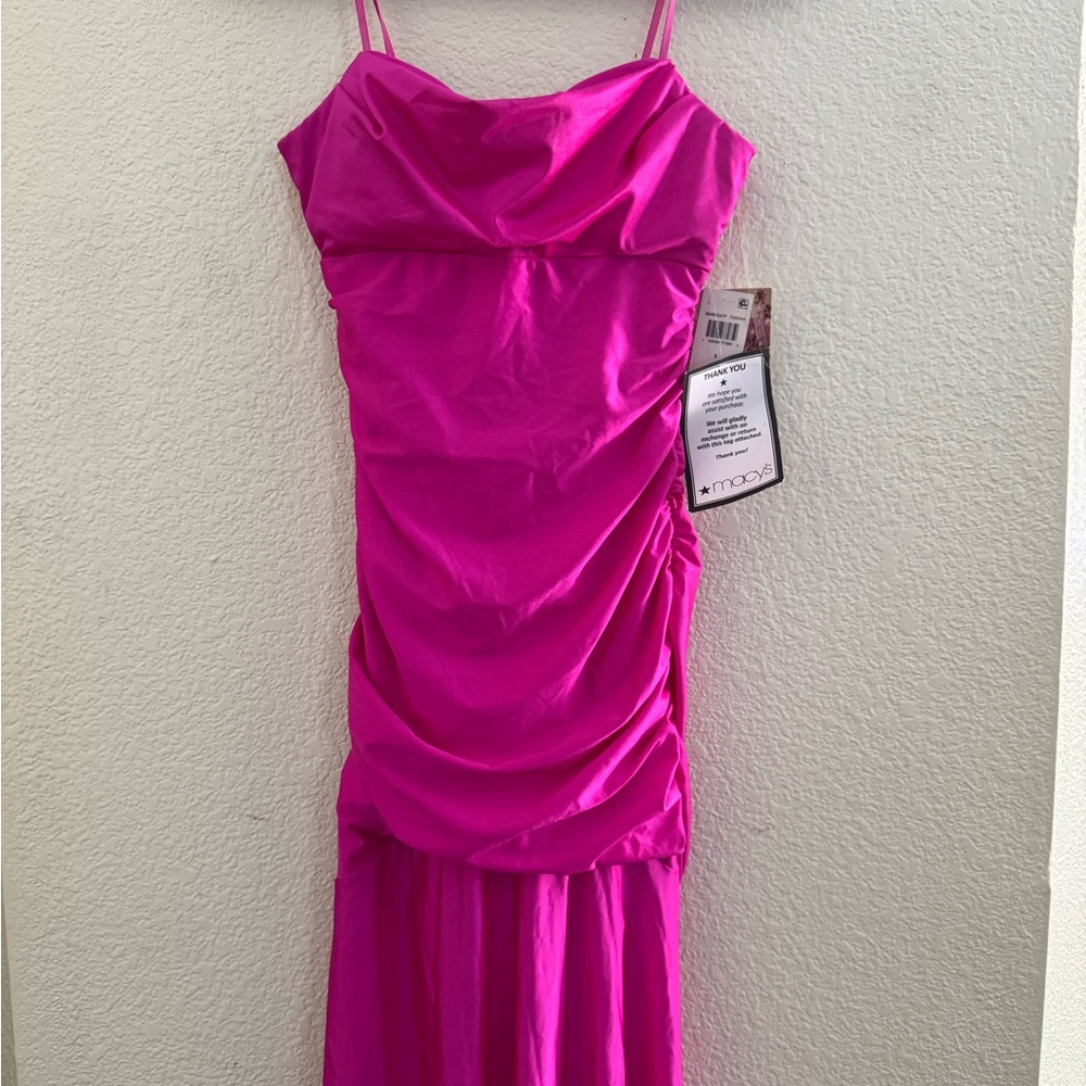 Macy's Pink Ruched Cowl Neck Sundress